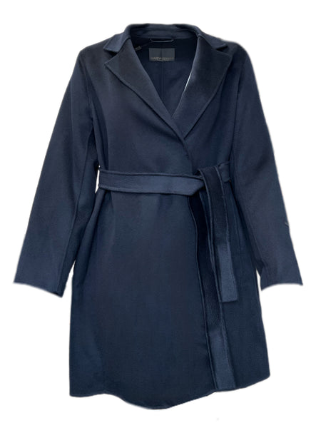 Marina Rinaldi Women's Navy Tevere Wool Lapel Collar Belted Coat NWT