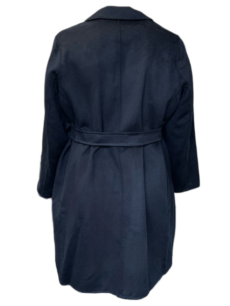 Marina Rinaldi Women's Navy Tevere Wool Lapel Collar Belted Coat NWT