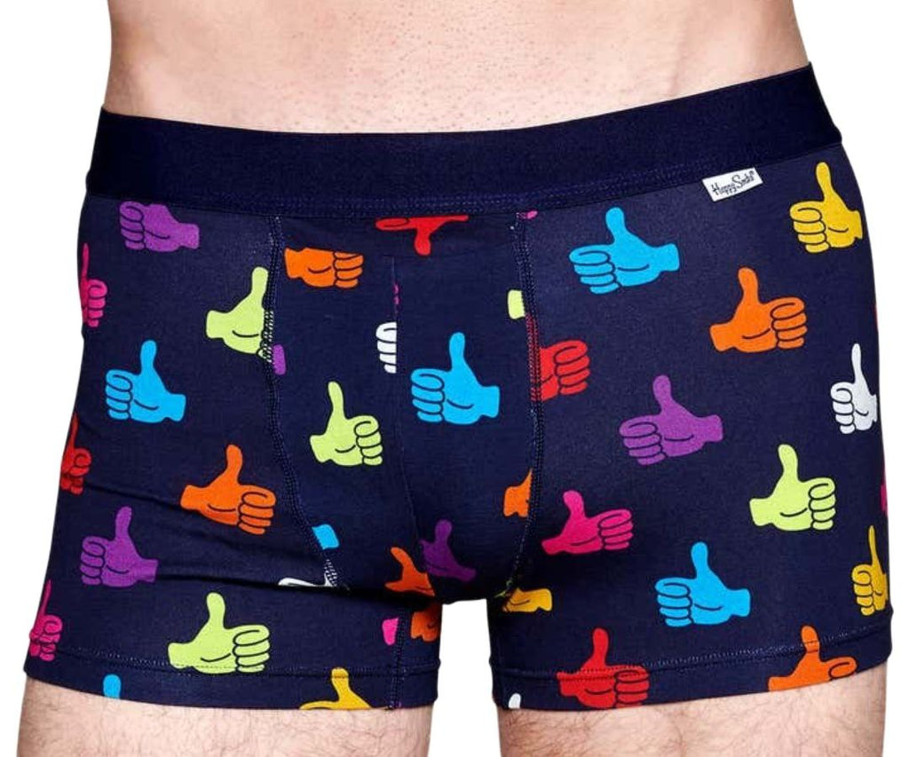 HAPPY SOCKS Men's Navy Thumbs Up Breathable Cotton Soft Trunks NWT