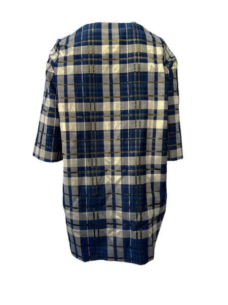 Marina Rinaldi Women's Navy Tiara Plaid Duster Coat Size 18W/27 NWT