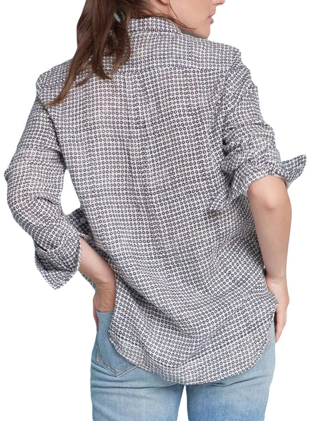 ROBERTA ROLLER RABBIT Women's Navy Blue Tien Guy Shirt Sz S $125 NEW