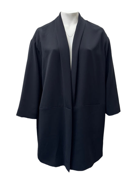 Marina Rinaldi Women's Black Tigrotto Open Front Jacket NWT