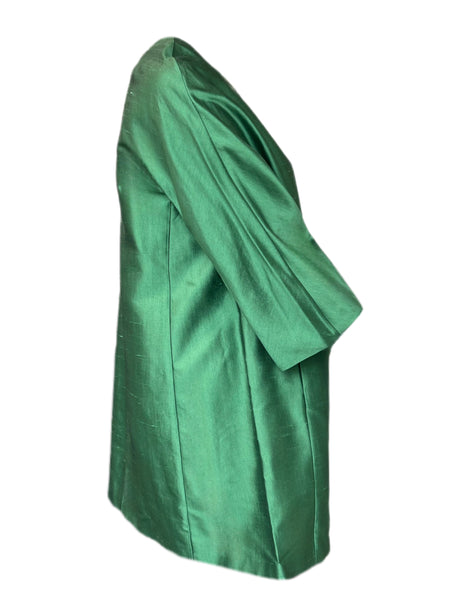 Marina Rinaldi Women's Green Tigrotto Silk Duster Jacket NWT