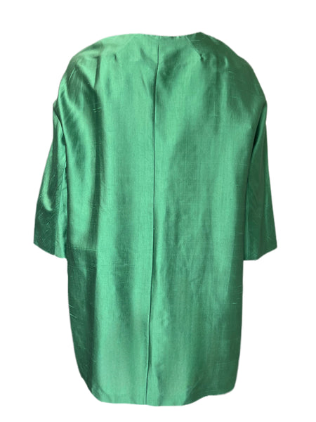 Marina Rinaldi Women's Green Tigrotto Silk Duster Jacket NWT