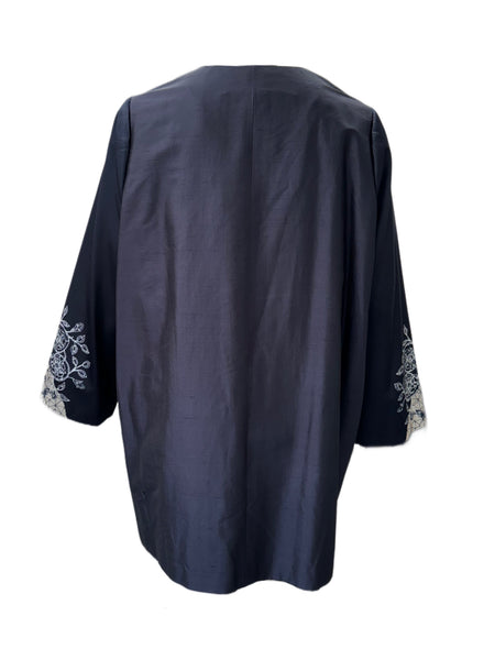 Marina Rinaldi Women's Navy Tigrotto Hook Closure Jacket NWT
