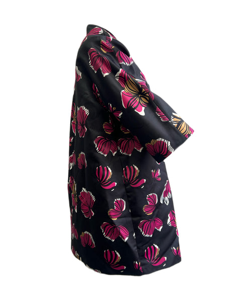 Marina Rinaldi Women's Nero Tilde Floral Printed Duster Coat NWT