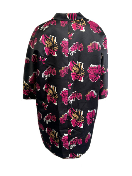 Marina Rinaldi Women's Nero Tilde Floral Printed Duster Coat NWT