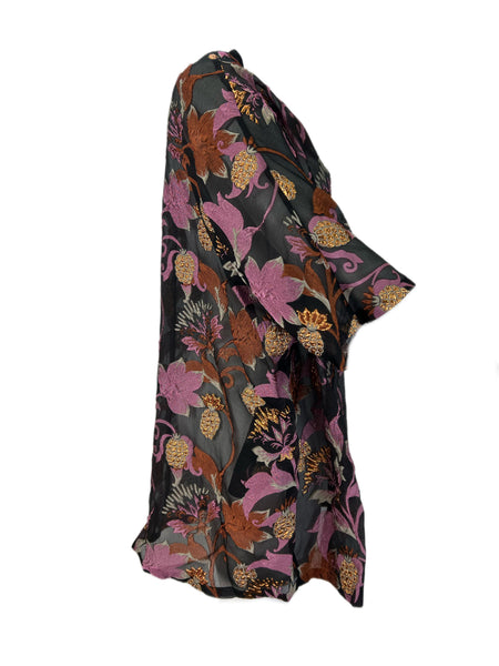 Marina Rinaldi Women's Nero Tisana Floral Printed Sheer Jacket NWT