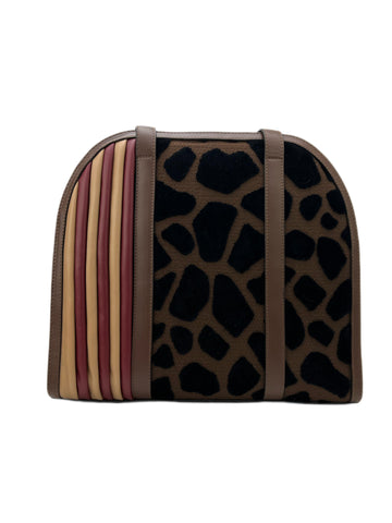 Max Mara Women's Brown Titaniai Zipper Closure Large Satchel Handbag NWT