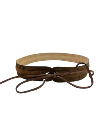 Max Mara Women's Brown Tonale Suede Lace Up Closure Belt Size L NWT