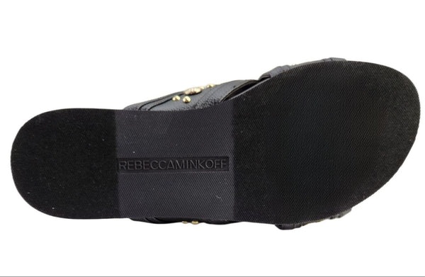 REBECCA MINKOFF Women's Black Leather Tori Slides #M3111008 NWB