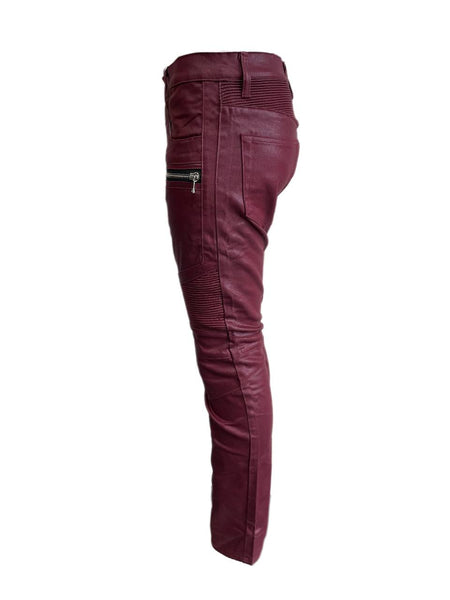 Vin Touir Women's Red Ribbed Biker Slim Jeans Size 30 NWT