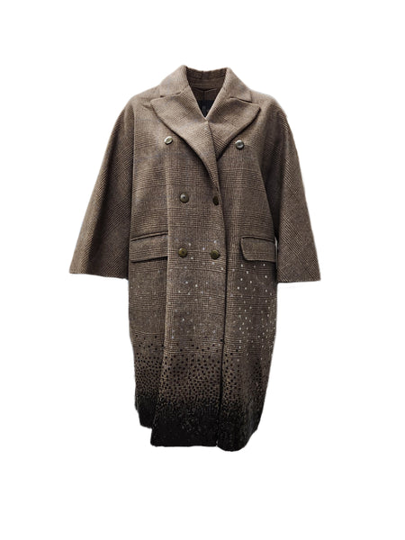 Marina Rinaldi Women's Brown Trama Button Closure Coat NWT