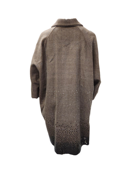 Marina Rinaldi Women's Brown Trama Button Closure Coat NWT