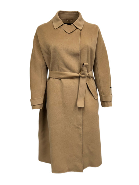 Marina Rinaldi Women's Camel Trionfo Belted Wool Coat NWT