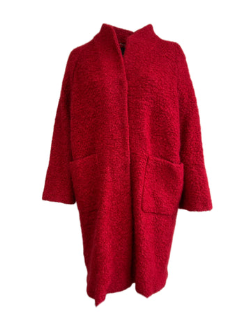 Marina Rinaldi Women's Red Tropea Virgin Wool Blended Coat Size 18W/27 NWT