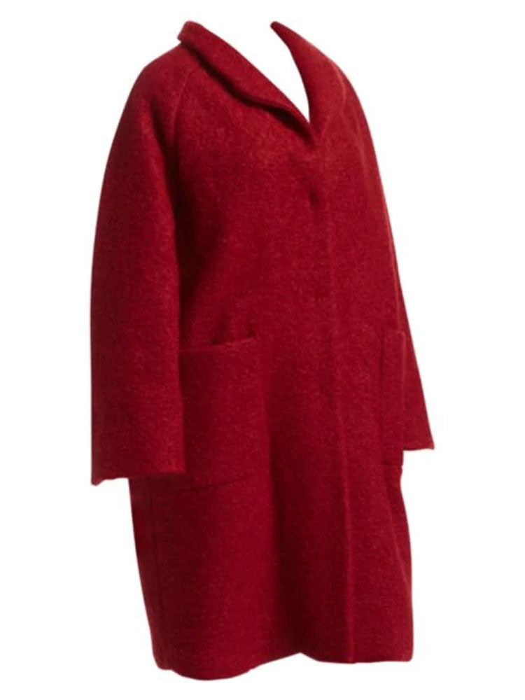 MARINA RINALDI Women's Tropea Boucle Coat, Red, 12W / 21