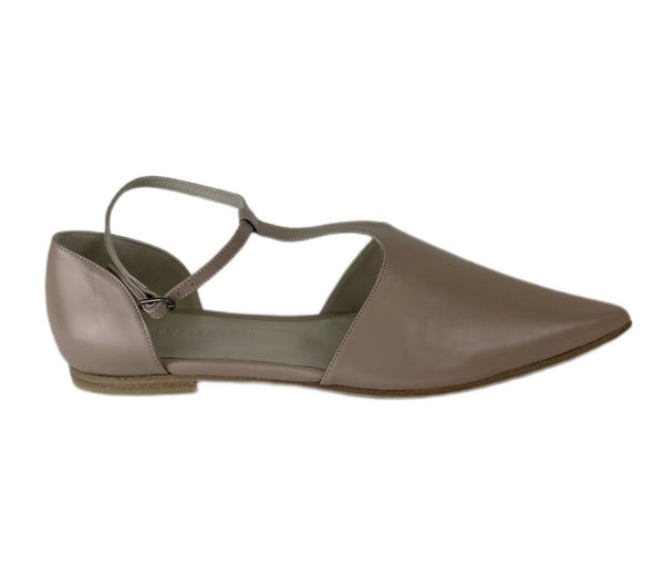 Freda Salvador Women's Nude Calf Tulip T-Strap Flat Size US 10 NWB