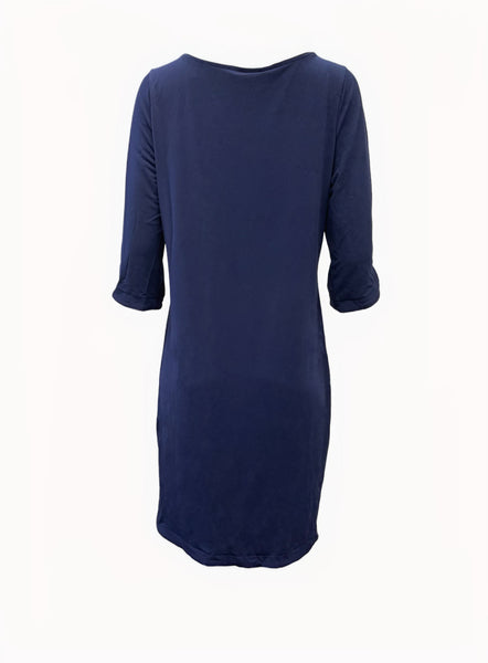 Leota Women's Blue Tulip Sleeve Streight Stretchy Midi Dress #2891 NWT