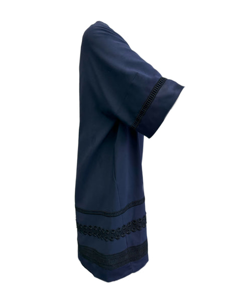 Marina Rinaldi Women's Navy Tulipano Embroidered Coat NWT