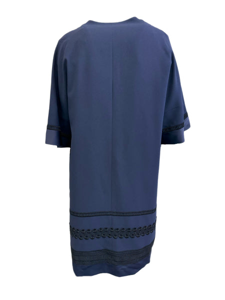 Marina Rinaldi Women's Navy Tulipano Embroidered Coat NWT