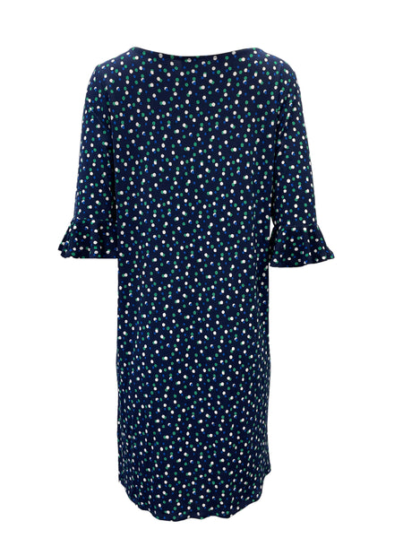 Leota Women's Blue Twilight Dot Parakeet Streight Dress #2810 NWT