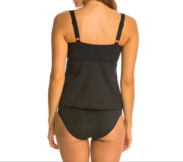 TYR Women's Black Solid Adjustable Straps Twist Swim Bra Tankini #TSTB7A 10 NWT
