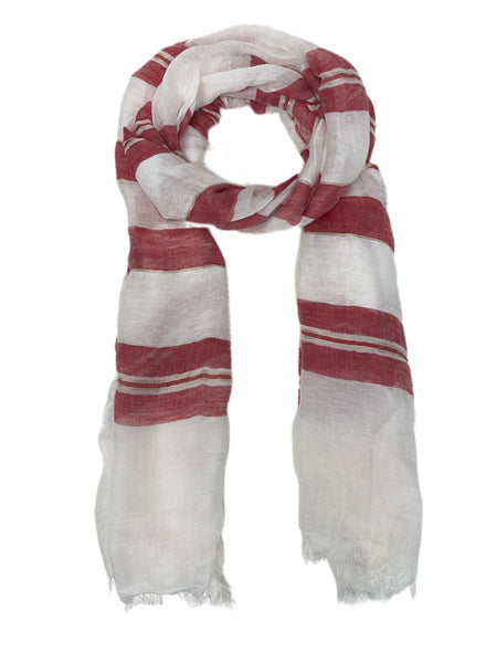 Max Mara Women's Rosso Urubu 80"x31" Striped Scarf One Size NWT