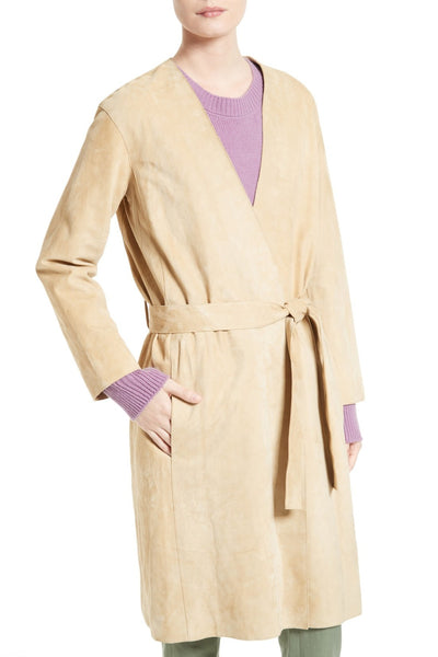 VINCE Women's Khaki Suede Robe Coat V405890931 $1,950 NWT