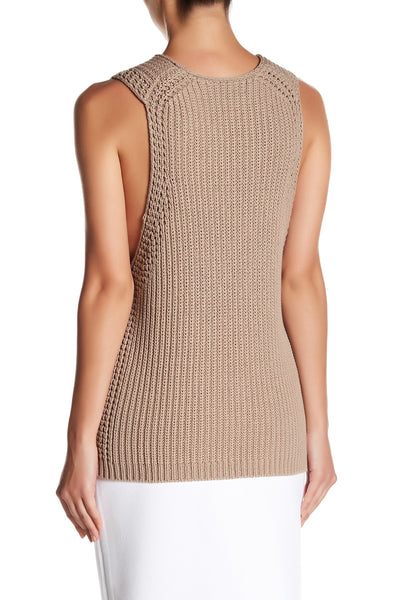 VINCE Women's Khaki Waffle Knit Tank V407177140 $295 NWT
