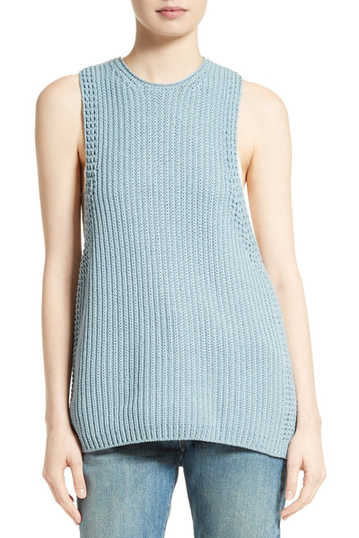 VINCE Women's Pale Blue Waffle Knit Tank V407177140 $295 NWT