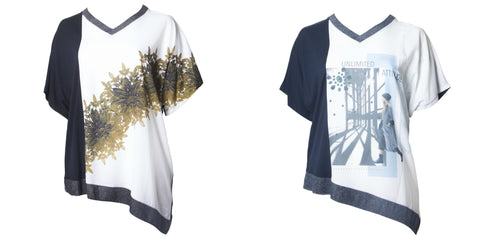MARINA RINALDI Women's Valda Hi-Low T-Shirt $180 NWT