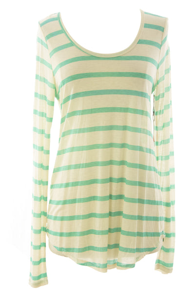VELVET by Graham & Spencer Women's Striped Long Sleeve Rayon Tee $99 NEW