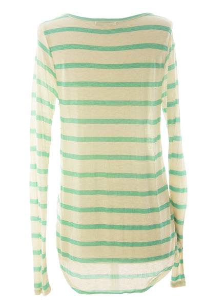 VELVET by Graham & Spencer Women's Striped Long Sleeve Rayon Tee $99 NEW
