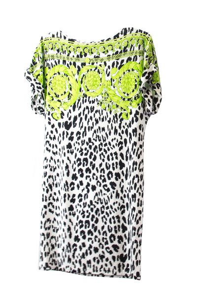 Versace Beachwear Women's Barocco Animalier Cover-up Dress IT 42 Lime/Black/White