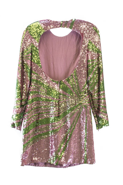 Versace Collection Women's Open Back Sequin Dress IT 42 Lilac Print