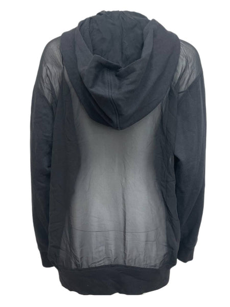 BLK DNM Women's Black Transparent Back Hooded Zip Sweatshirt 8 Size M NWT