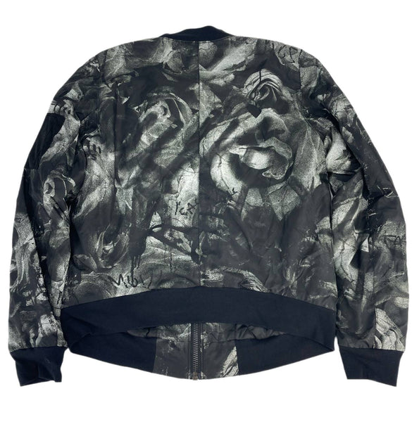 BLK DNM Men's Black Rose Print Polyester Jacket 54 #VKN2501 NWT