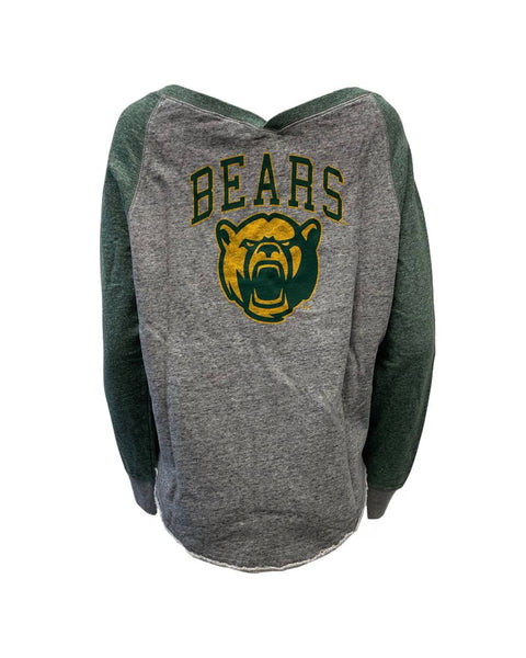 AMERICAN COLLEGIATE Women's Green Baylor V-Neck Sweatshirt #W8009 NWT