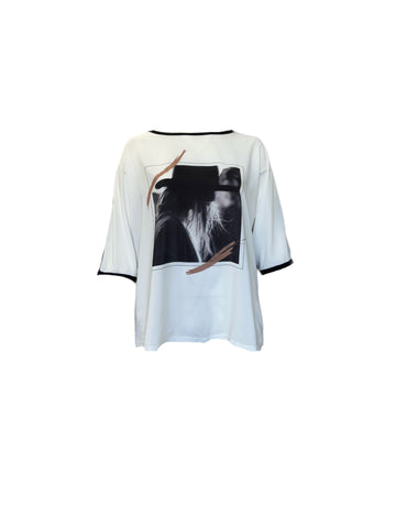 Marina Rinaldi Women's White Vago Pullover T-Shirt NWT