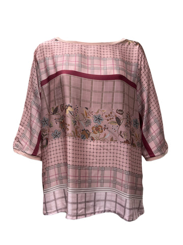 Marina Rinaldi Women's Pink Vago Printed Top NWT