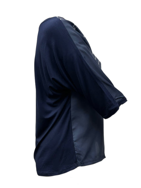 Marina Rinaldi Women's Blue Vago Printed Top NWT