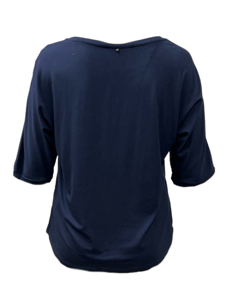 Marina Rinaldi Women's Blue Vago Printed Top NWT