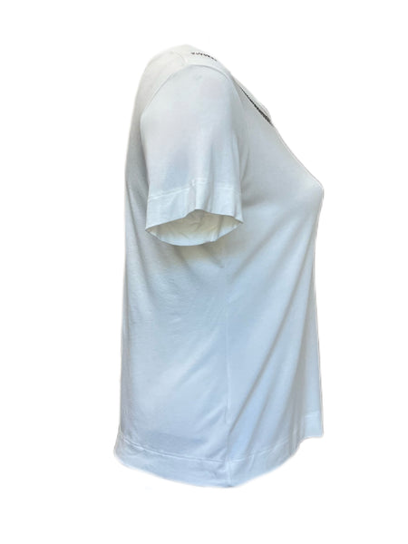 Marina Rinaldi Women's White Vairone Jersey T Shirt Size M NWT