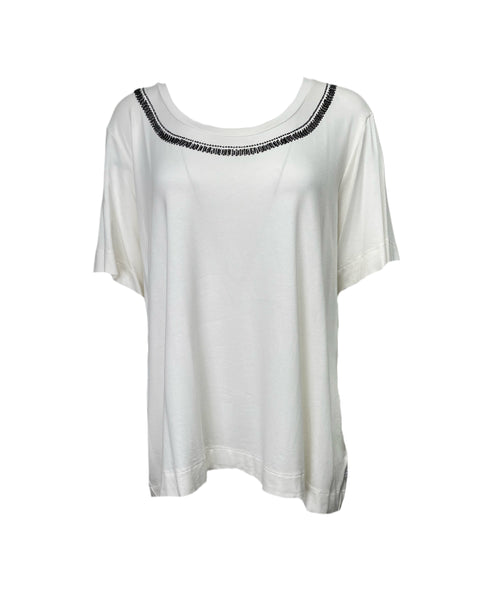 Marina Rinaldi Women's White Vairone Short Sleeve T-Shirt NWT