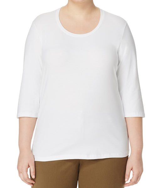 MARINA RINALDI Women's White Vairone 1/2 Sleeve T-Shirt $130 NWT