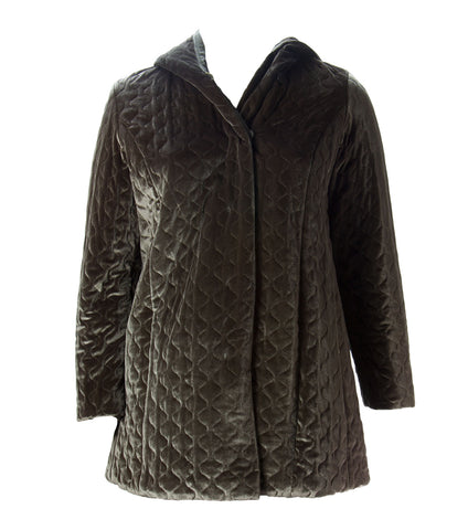 MARINA RINALDI Women's Dark Grey Vajolet Velvet Coat 12W / 21 $945 NWT