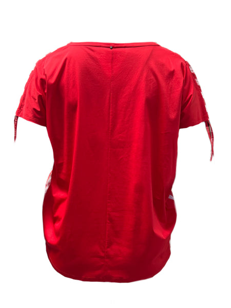 Marina Rinaldi Women's Red Valenza Cotton Top NWT