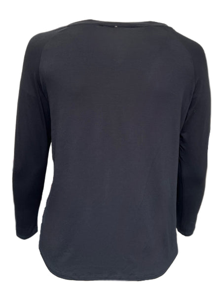 Marina Rinaldi Women's Nero Valgo Printed 3/4 Sleeve Top Size M NWT