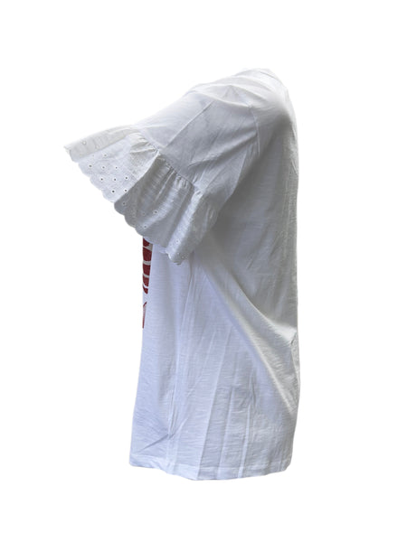 Marina Rinaldi Women's White Vallone Pullover Shirt NWT